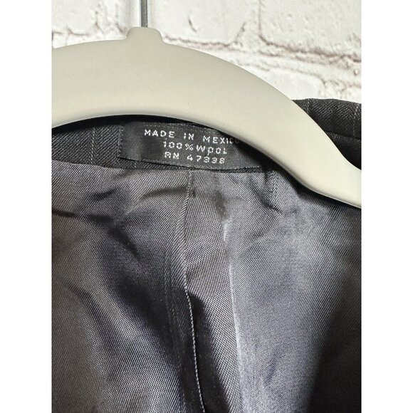 Jones New York Mens 2 Button Pure Wool Blazer Jacket Charcoal Blk Pin sz 44 - Picture 2 of 5